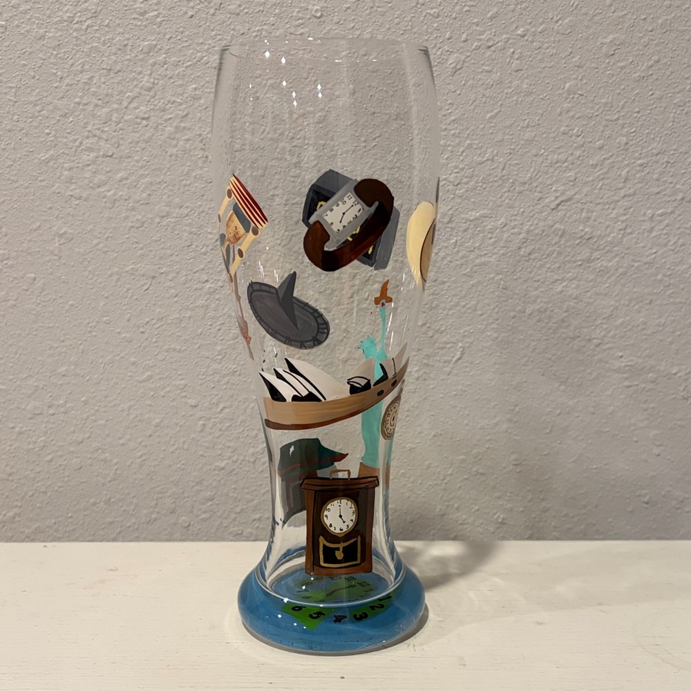 Decorative Glass with Nautical and Clock Motifs